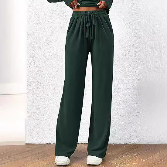 Lily – Asymmetric Long-Sleeved T-Shirt with Wide-Leg Pants