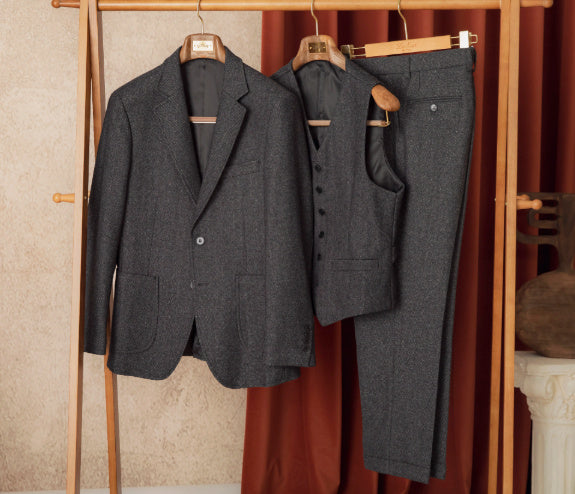 Justin – Retro Herringbone Wool Slim Fit Suit