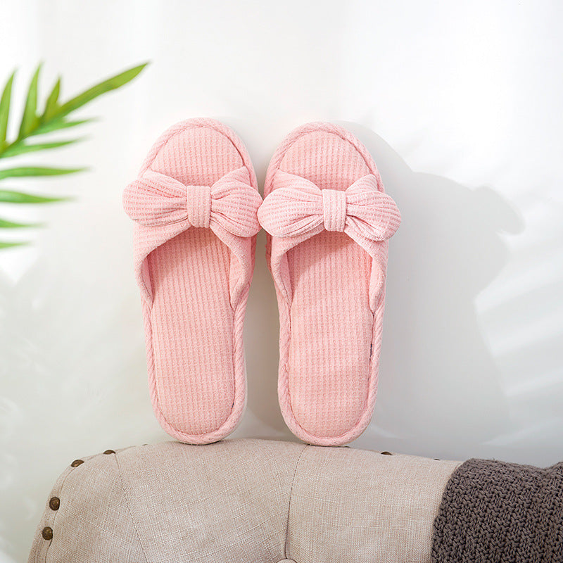 Tara – Striped Linen Slippers