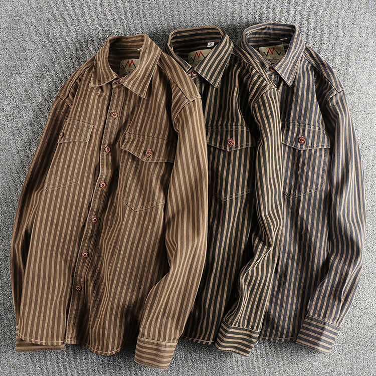 Gordon – Men's Retro Striped Long-Sleeved Shirt
