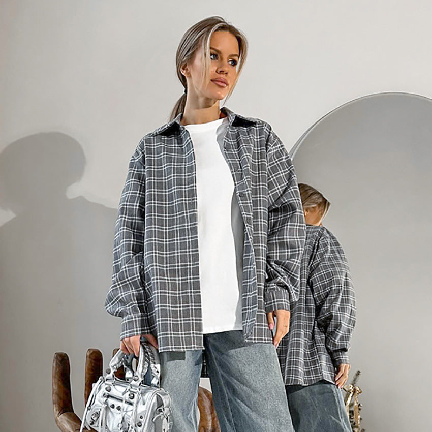 Philip – Gray Plaid Polo Shirt