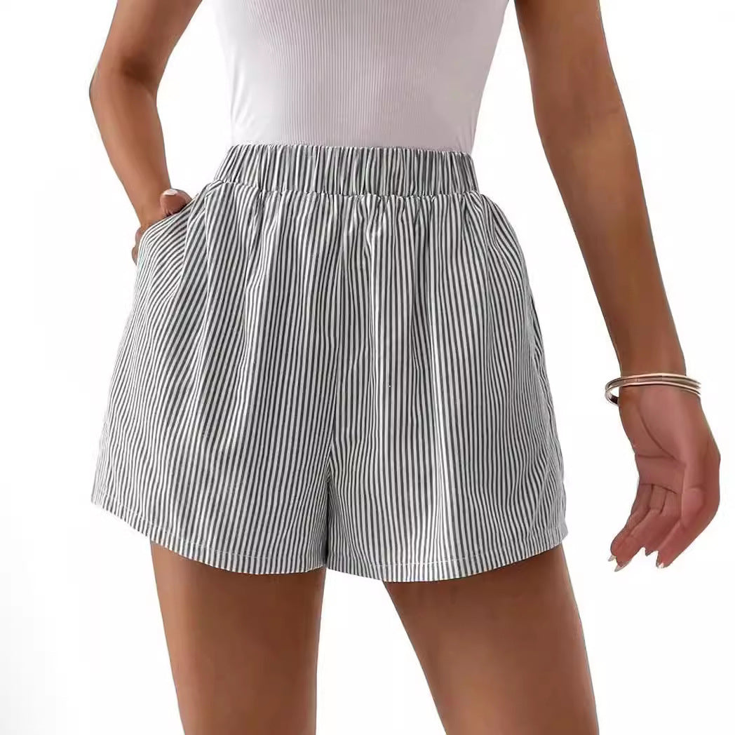 Charlotte – Women's Striped Loose Shorts with Pocket