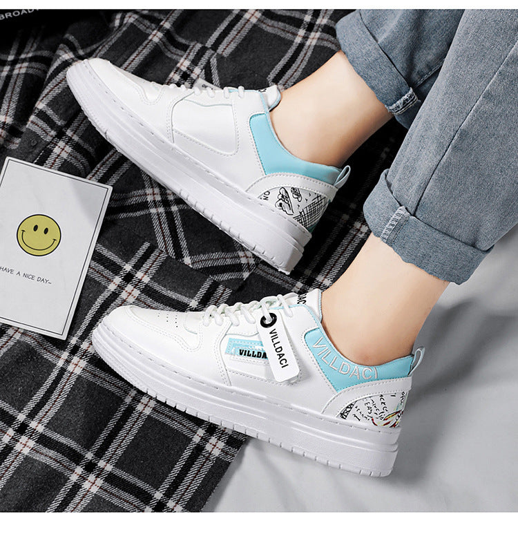 Noel – Men's Casual Sneakers in White and Blue