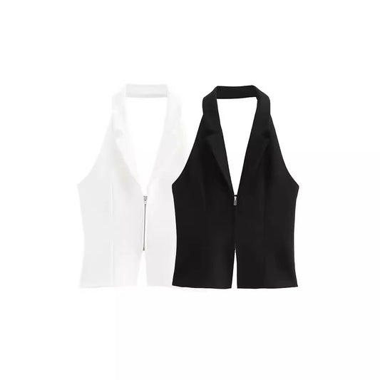 Kelly – Slim-fit Backless Collar Top