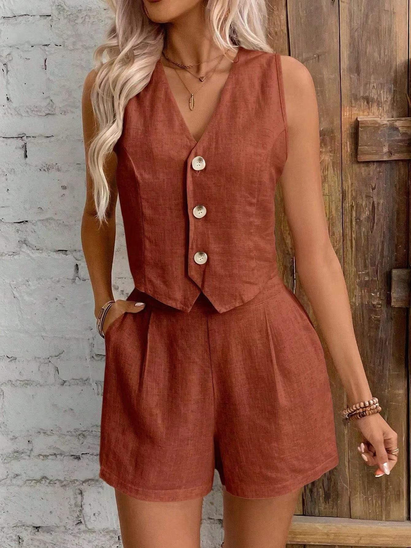 Steve – Casual Street Style Vest and Shorts Set