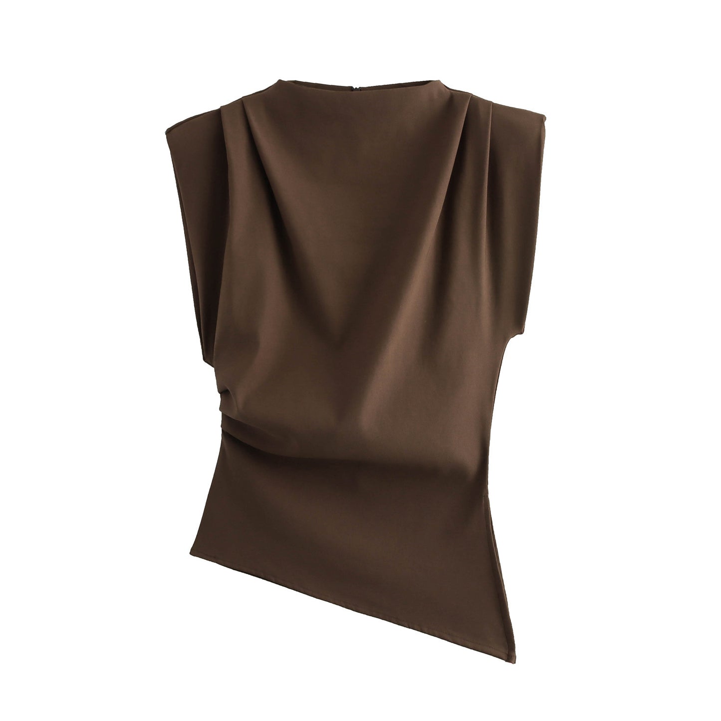 Vanessa – Retro Pleated Padded Shoulder Top