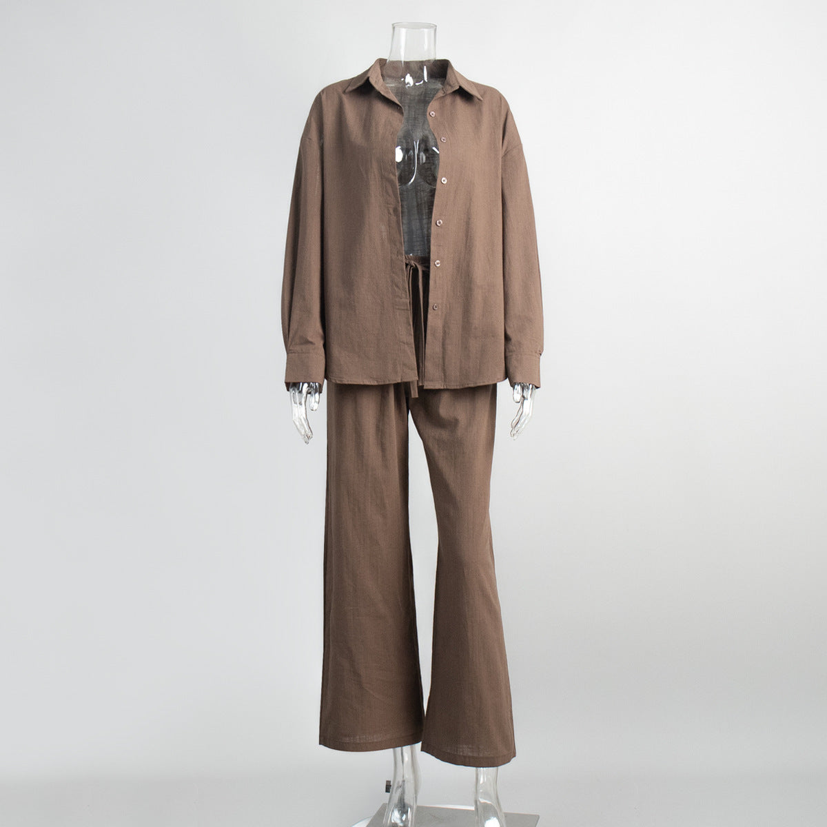 Deborah – Loose Cotton Shirt and Trousers Set with Long Sleeves