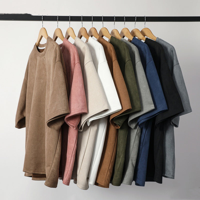 Nigel – Men's Loose Vegan Suede Pullover T-Shirt