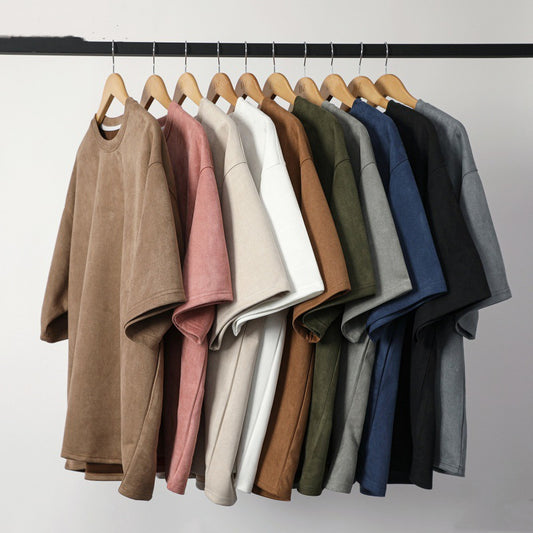 Nigel – Men's Loose Vegan Suede Pullover T-Shirt