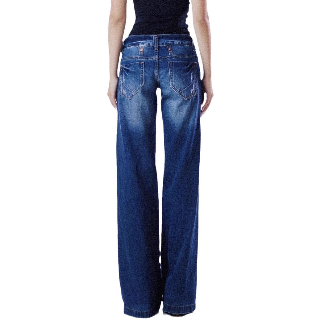 Joshua – Retro Low Waist Washed Straight Jeans
