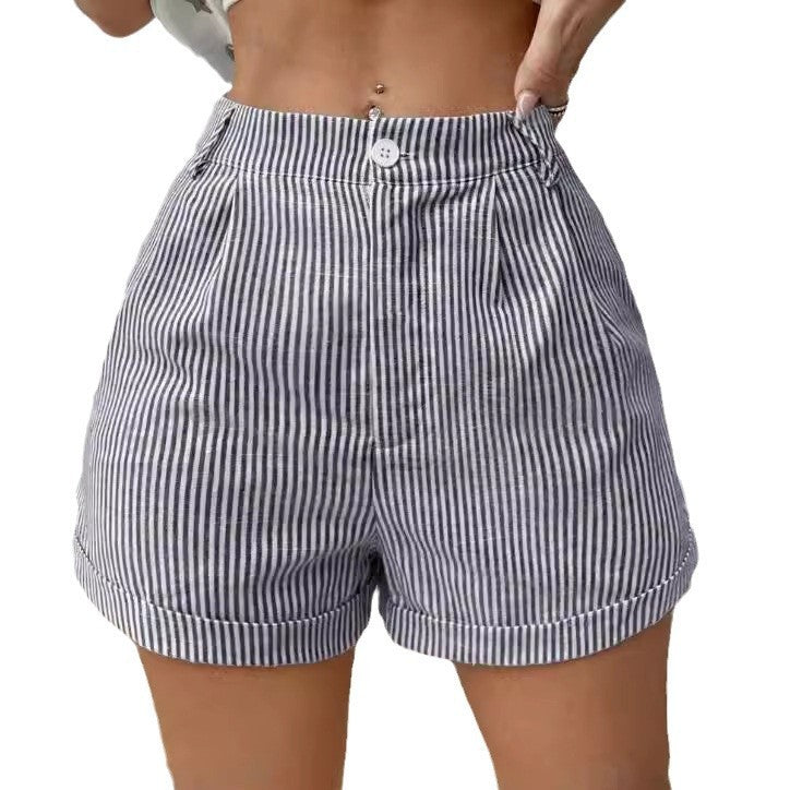 Sandra – Women's Fashion Striped Pocket Shorts