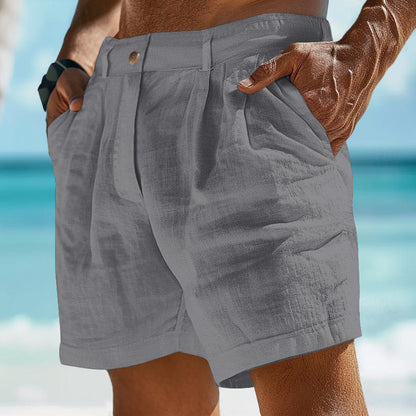 Samuel – Men's Linen Shorts with Button Pocket
