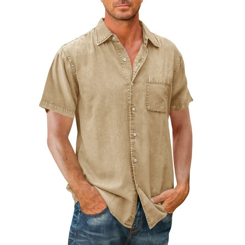 Jude – Men's Solid Color Polo Collar Shirt with Pocket