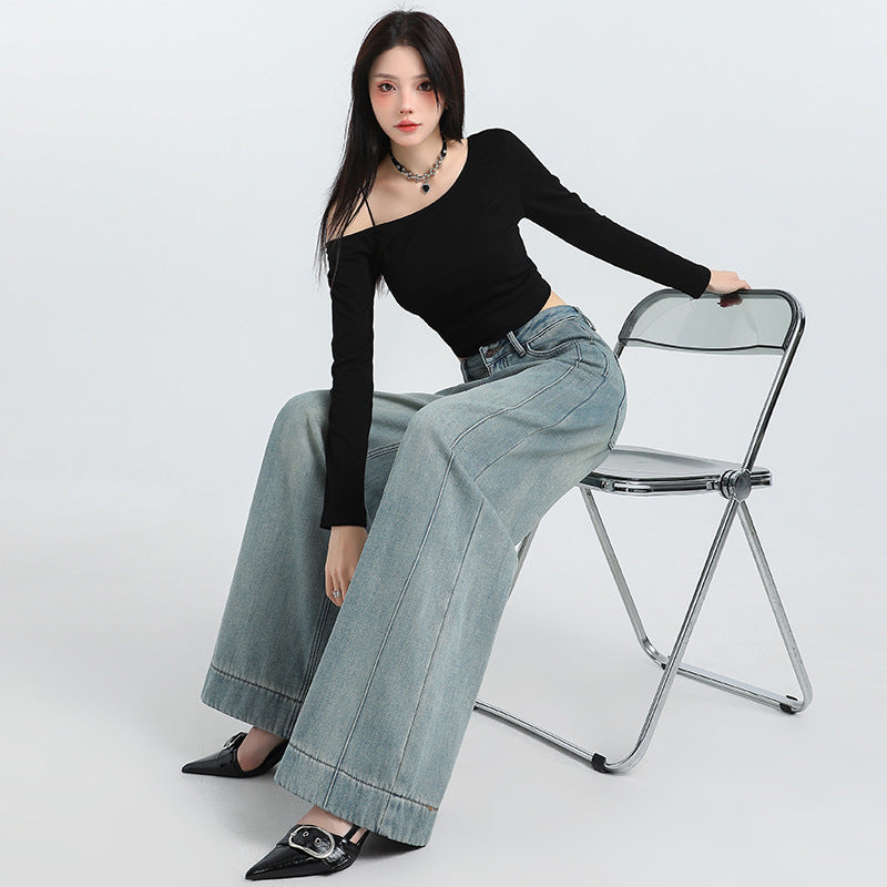 Abigail – Retro High Waist Wide Leg Jeans