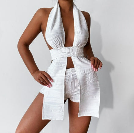 Judith – Women's Pleated Backless Tassel Set