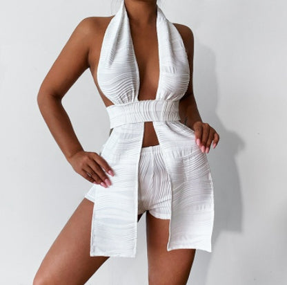 Judith – Women's Pleated Backless Tassel Set