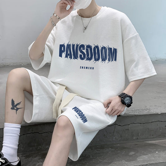 Anthony – Men's Waffle T-shirt with Casual Sports Shorts