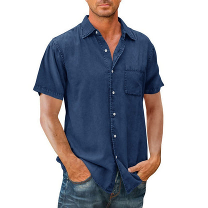 Jude – Men's Solid Color Polo Collar Shirt with Pocket