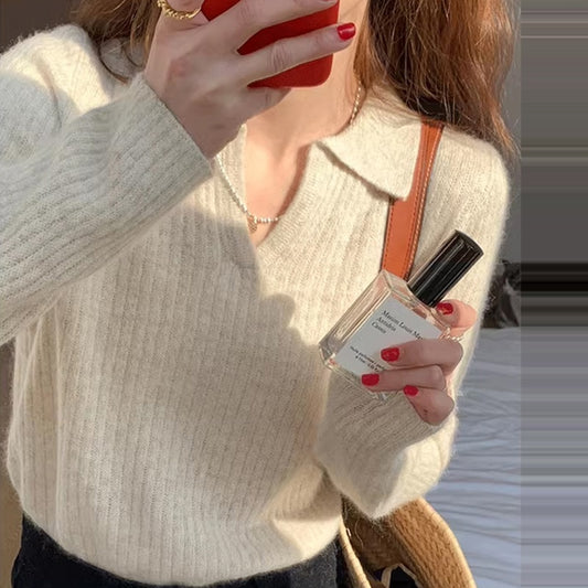 Susan – Retro Knit Polo Sweater