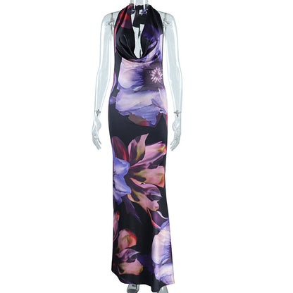 Women's Long-length Dress With Vertical Collar