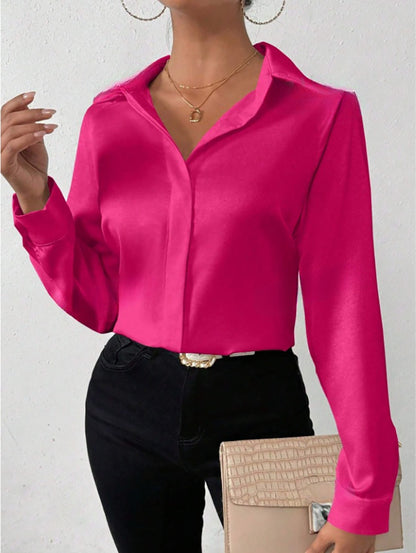 Caroline – Women's Satin Silk-like Long-sleeved Shirt