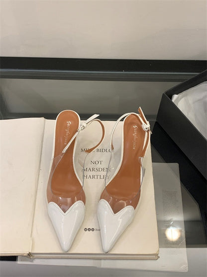 Mary – Pointed Transparent High Heels with Buckle