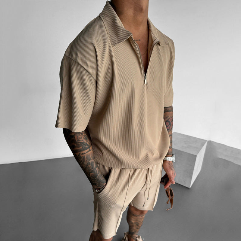 Kris – Casual Zipper Polo and Shorts Set