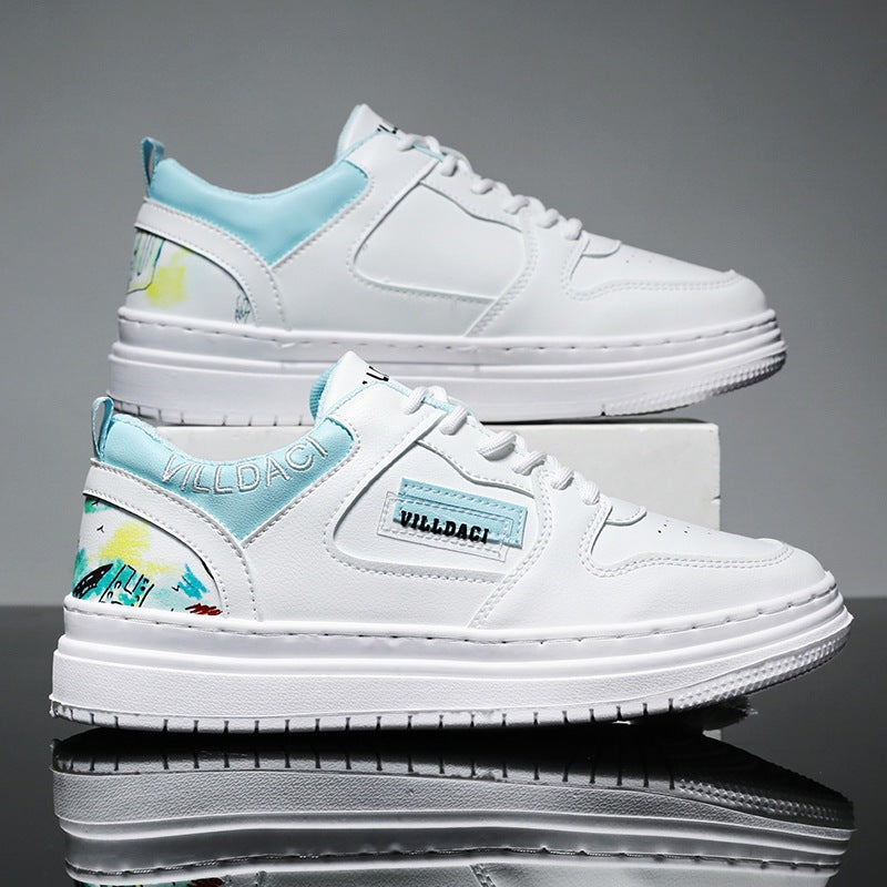 Noel – Men's Casual Sneakers in White and Blue