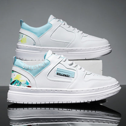 Noel – Men's Casual Sneakers in White and Blue