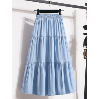 Abigail – Mid-Length Tencel Skirt with Elastic Waist