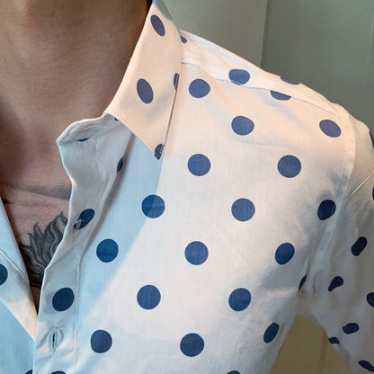 Jacob – Loose Silk Off Shoulder Shirt with Polka Dots