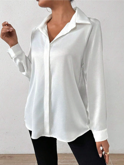 Caroline – Women's Satin Silk-like Long-sleeved Shirt