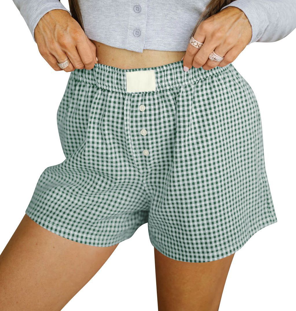 Georgina – Casual Cotton Plaid Shorts