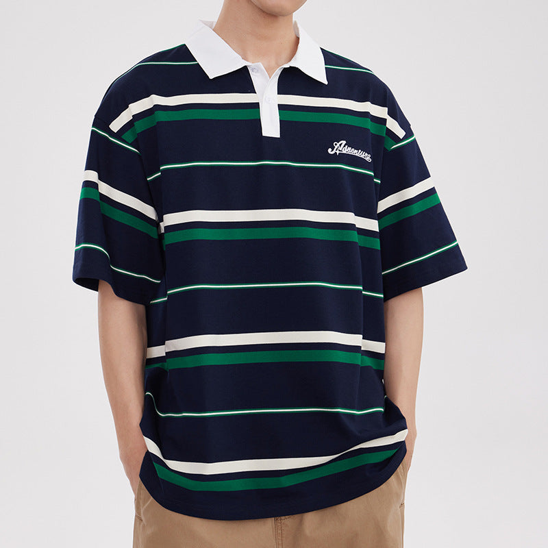 Roger – Retro Striped Polo Shirt