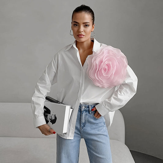 Clara – Mesh Bow Tie Shirt with Polo Collar
