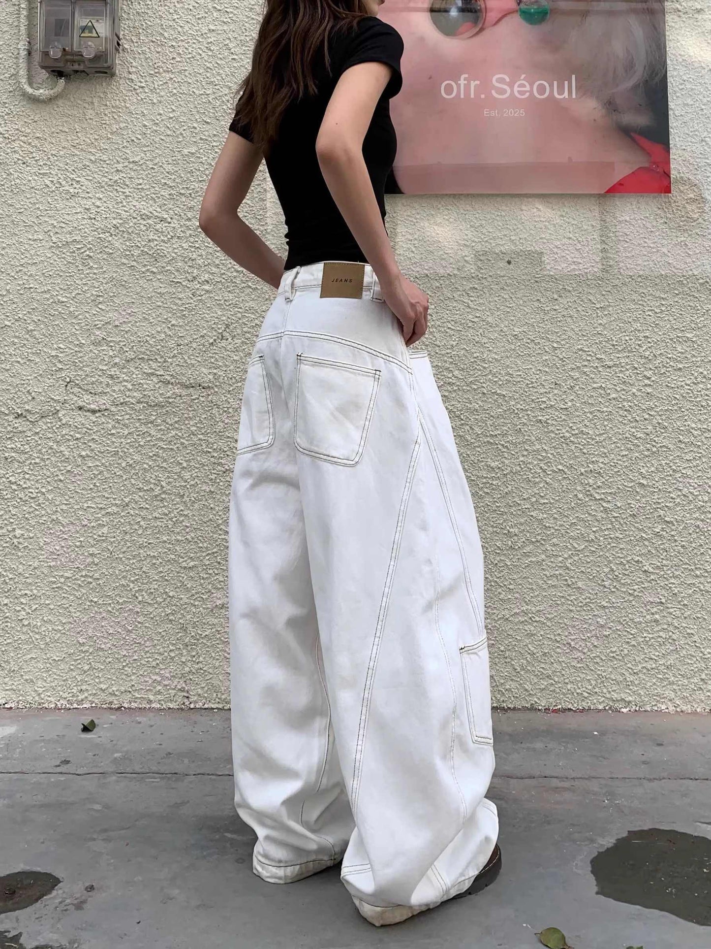 Rachel – Retro Wide-leg Jeans in White