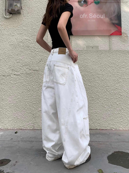 Rachel – Retro Wide-leg Jeans in White