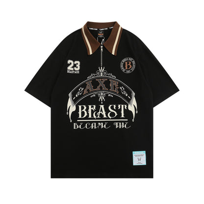 Rick – Short-Sleeved Polo Shirt with Letter Pattern