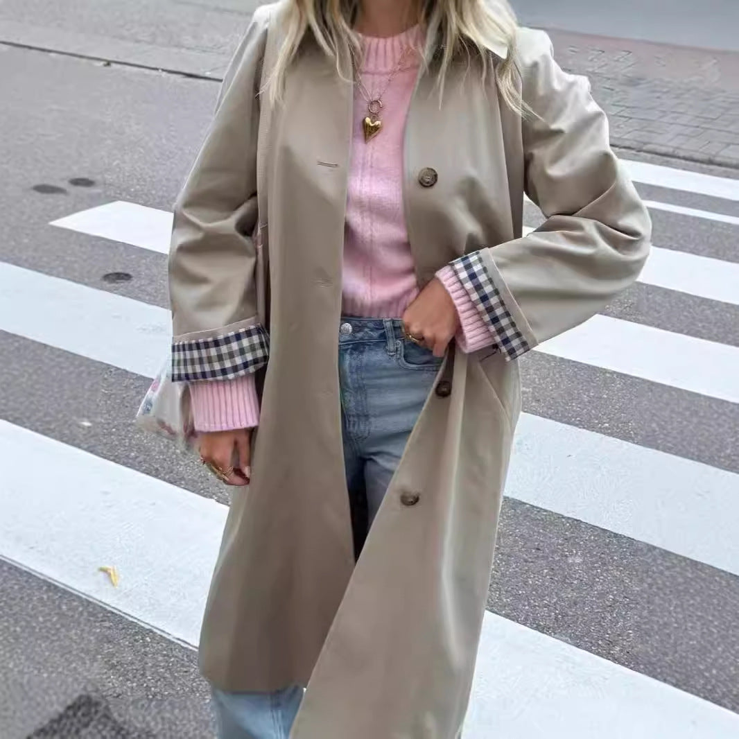 Betty – Khaki Single-Breasted Trench Coat