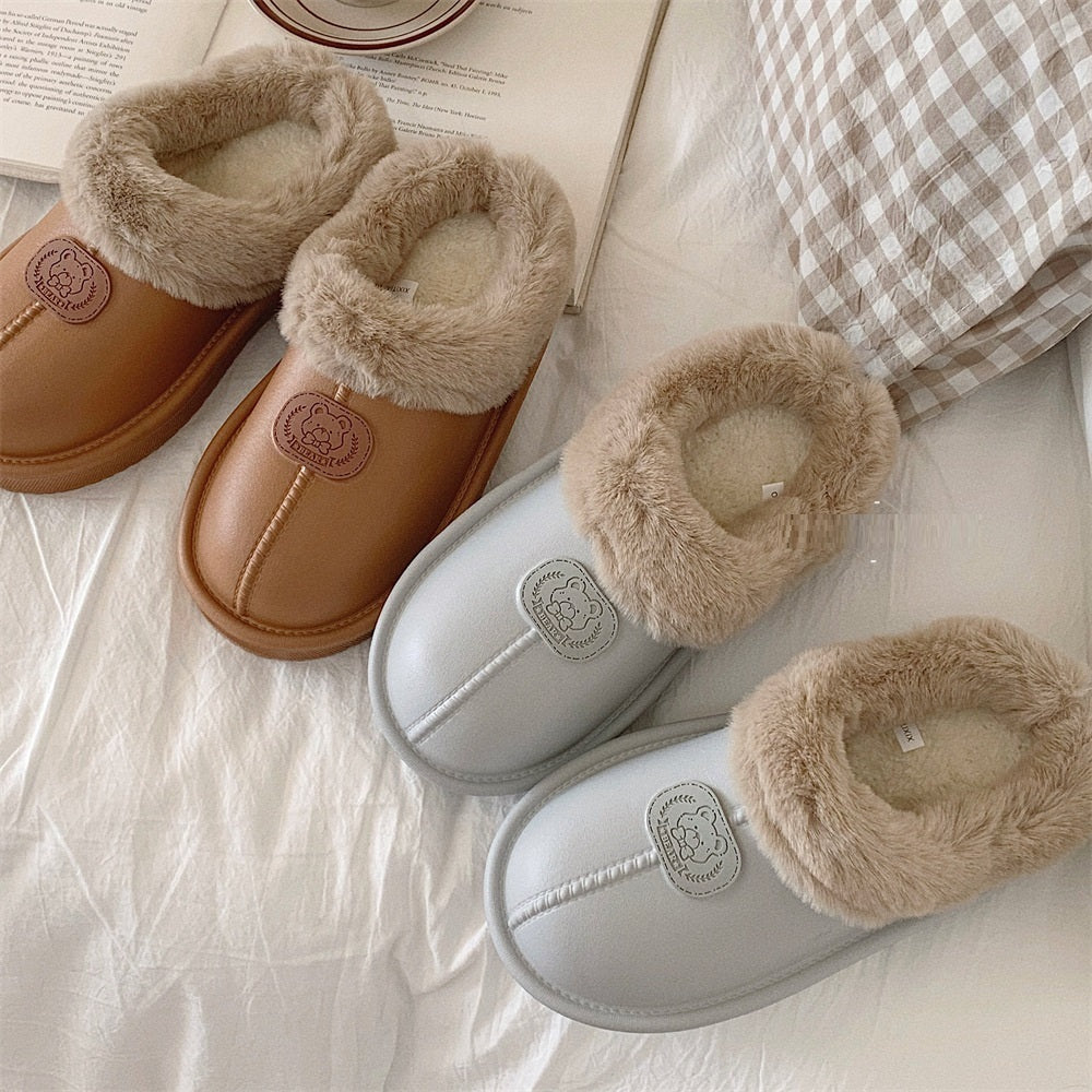 Mary – Fleece-Lined Waterproof Cotton Slippers