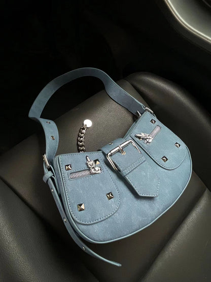 Shirley – Urban Simplicity Denim Blue Shoulder Bag