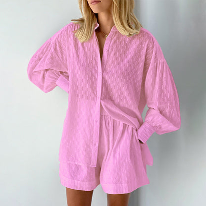 Katy – Jacquard Bubble Sleeve Casual Suit