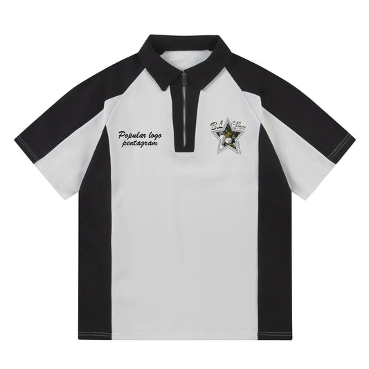 Bruce – Loose Stitching Contrast Polo Shirt