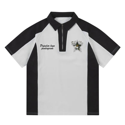 Bruce – Loose Stitching Contrast Polo Shirt