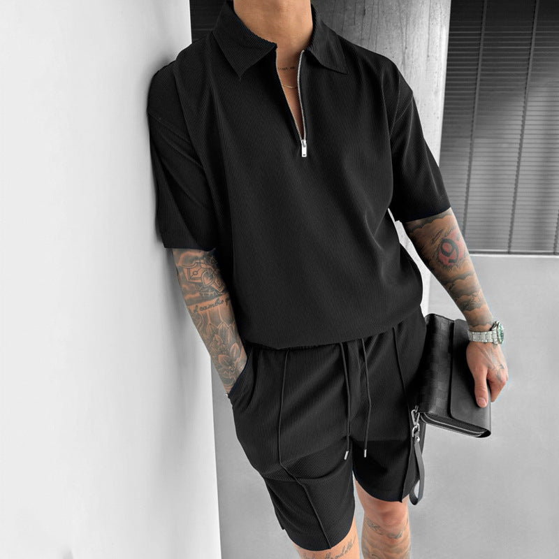 Kris – Casual Zipper Polo and Shorts Set