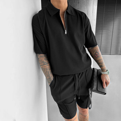Kris – Casual Zipper Polo and Shorts Set