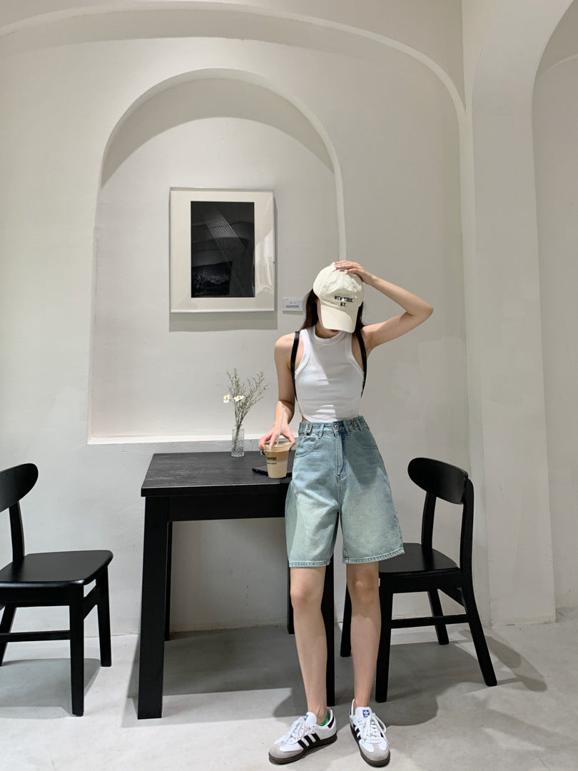 Shannon – Retro High-Waist Denim Shorts