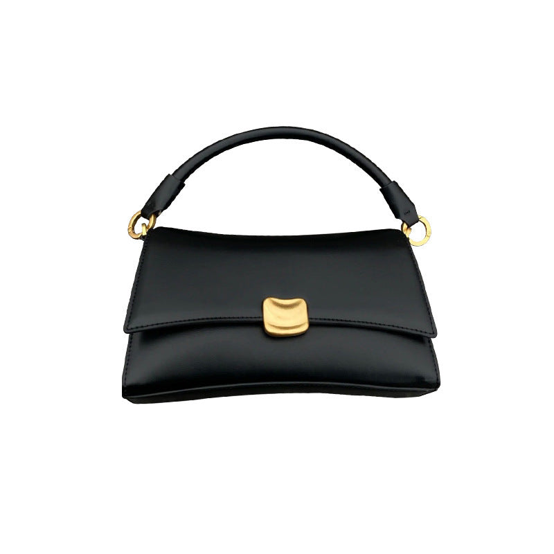 Kate – Black Vegan Leather Underarm Baguette Bag