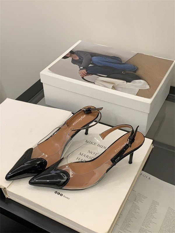 Mary – Pointed Transparent High Heels with Buckle