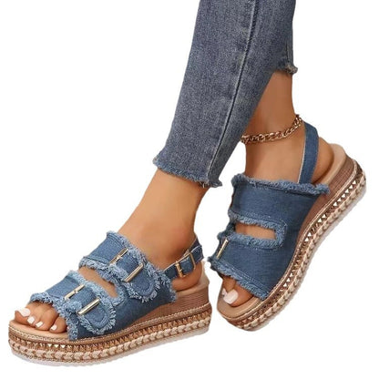 Amy – Retro Roman Double Buckle Sandals